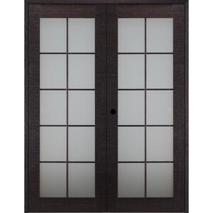 Avanti 10-Lite Frosted Glass 60 in. x 84 in. Right Hand Active Black Apricot Composite Wood Double Prehung French Door