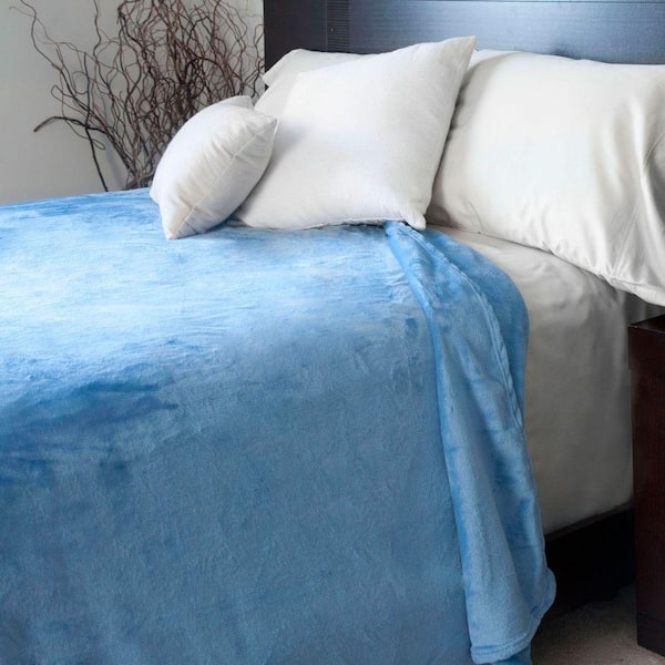 Lavish Home Blue Polyester Flannel King Blanket