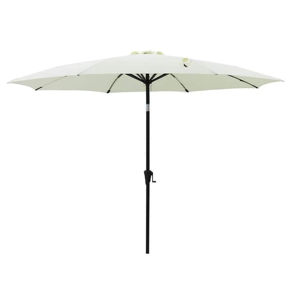 C-Hopetree 11 ft. Aluminum Market Tilt Patio Umbrella with Fiberglass Rib Tips in Ivory Solution Dyed Polyester
