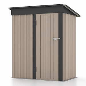 5 ft. W x 3 ft. D Outdoor Storage Brown Metal Shed with Sloping Roof and Lockable Door (15 sq. ft.)