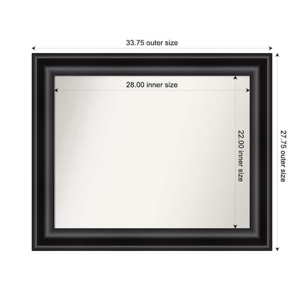 Amanti Art Grand Black 33.75 in. x 27.75 in. Custom Non-Beveled Recycled Polystyrene Framed Bathroom Vanity Wall Mirror