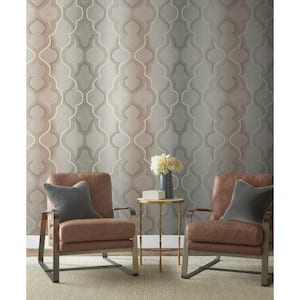 60.75 sq ft Brown Modern Ombre Damask Pre-Pasted Wallpaper