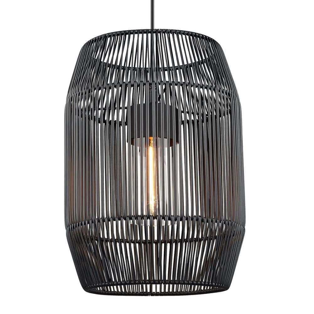 Golden Lighting Seabrooke 1-Light Natural Black Outdoor Pendant with ...