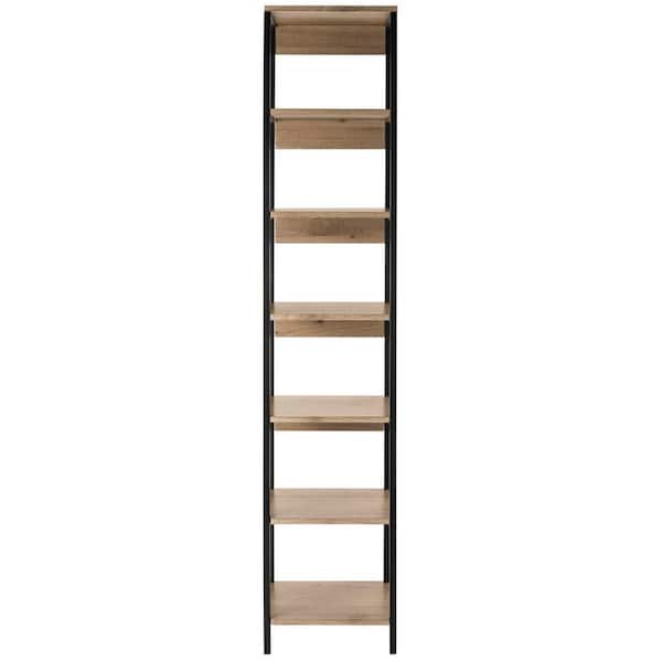 SAFAVIEH Lisa 78.8 in. Brown/Black Metal 6-shelf Bookcase