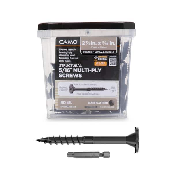 CAMO 5/16 in. x 2-7/8 in. Star Drive Flat Head Multi-Purpose + Multi-Ply Structural Wood Screw - Exterior Coated (50-Pack)
