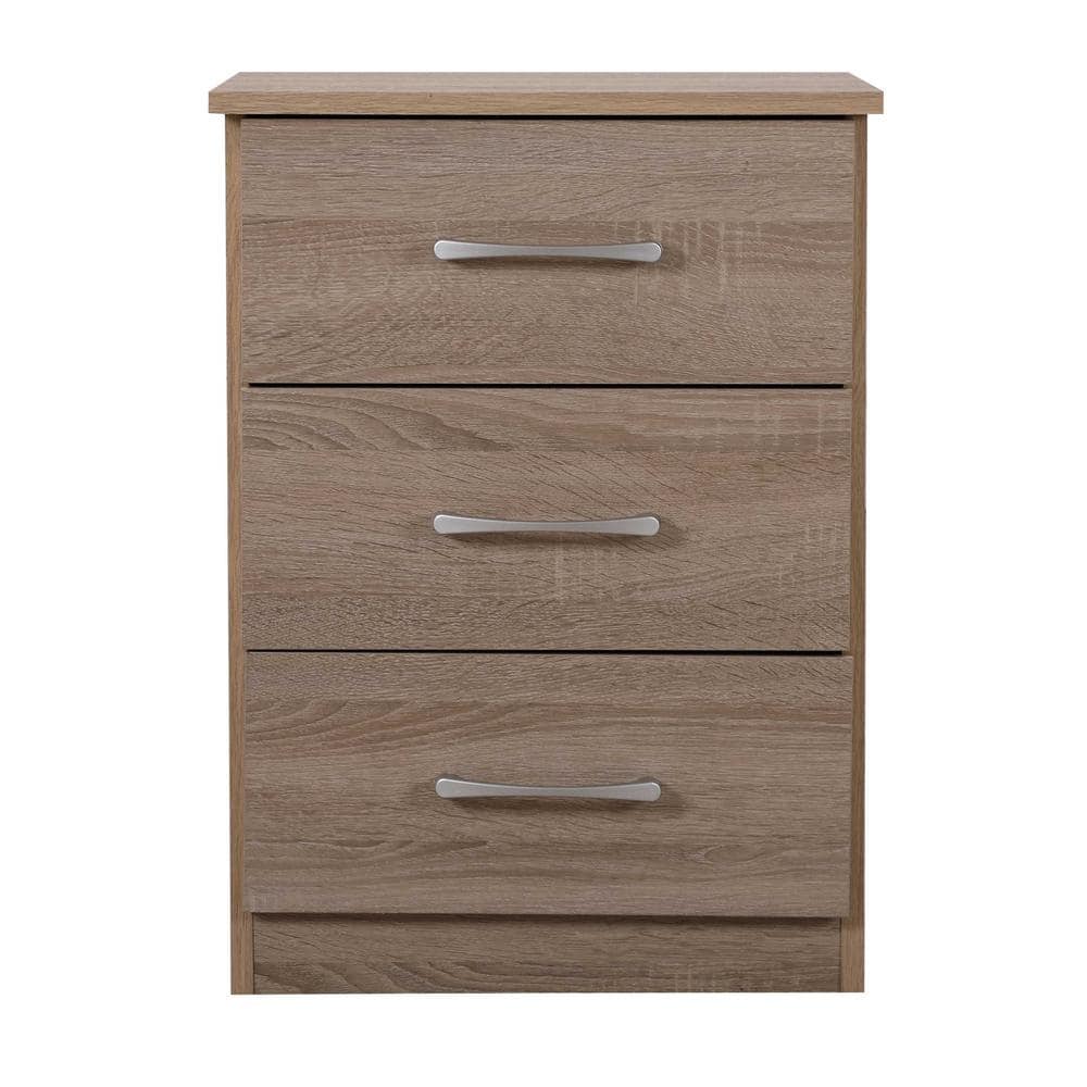Boston 3-Drawer Compact Nightstand in Sandalwood and Gray
