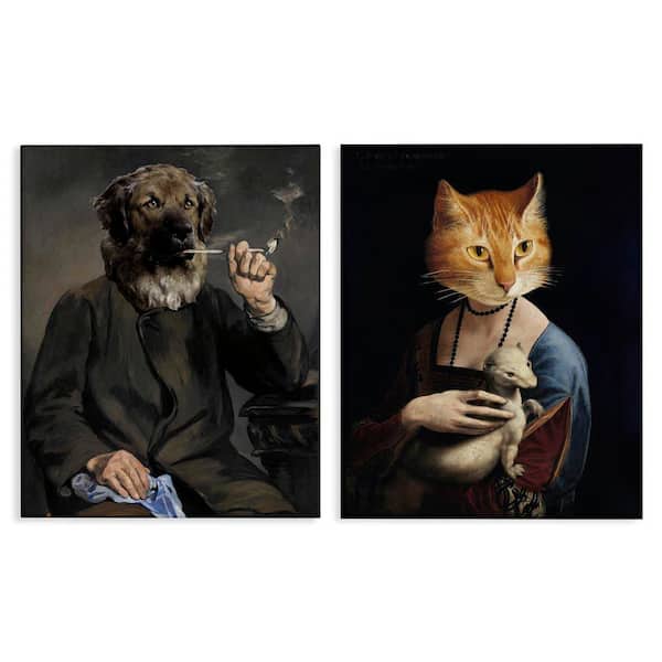 Stupell Industries Historical Painting Animals by Alicia Longley 2-Pieces Unframed Animal Graphic Art Print 20 in. x 16 in.