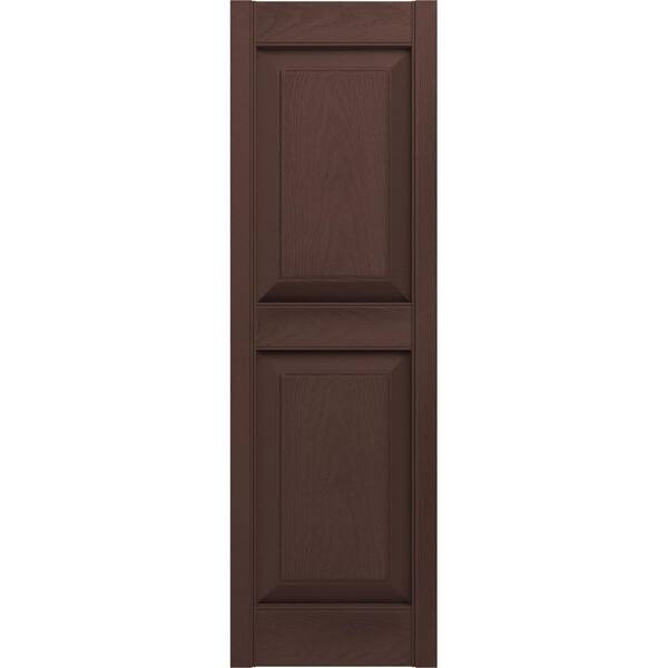 Builders Edge 12 in. x 39 in. Raised Panel Vinyl Exterior Shutters Pair in Federal Brown