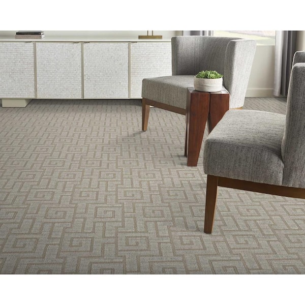 Labyrinth Sterling Buff Gray 13.2 ft. 45 oz. Polyester Pattern Carpet - Installation Required