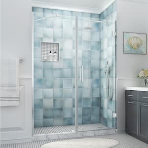Belmore XL 59.25 - 60.25 in. W x 80 in. H Frameless Hinged Shower Door with Clear StarCast Glass in Stainless Steel