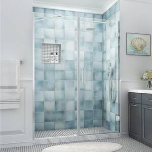 Belmore XL 62.25 - 63.25 in. W x 80 in. H Frameless Hinged Shower Door with Clear StarCast Glass in Stainless Steel