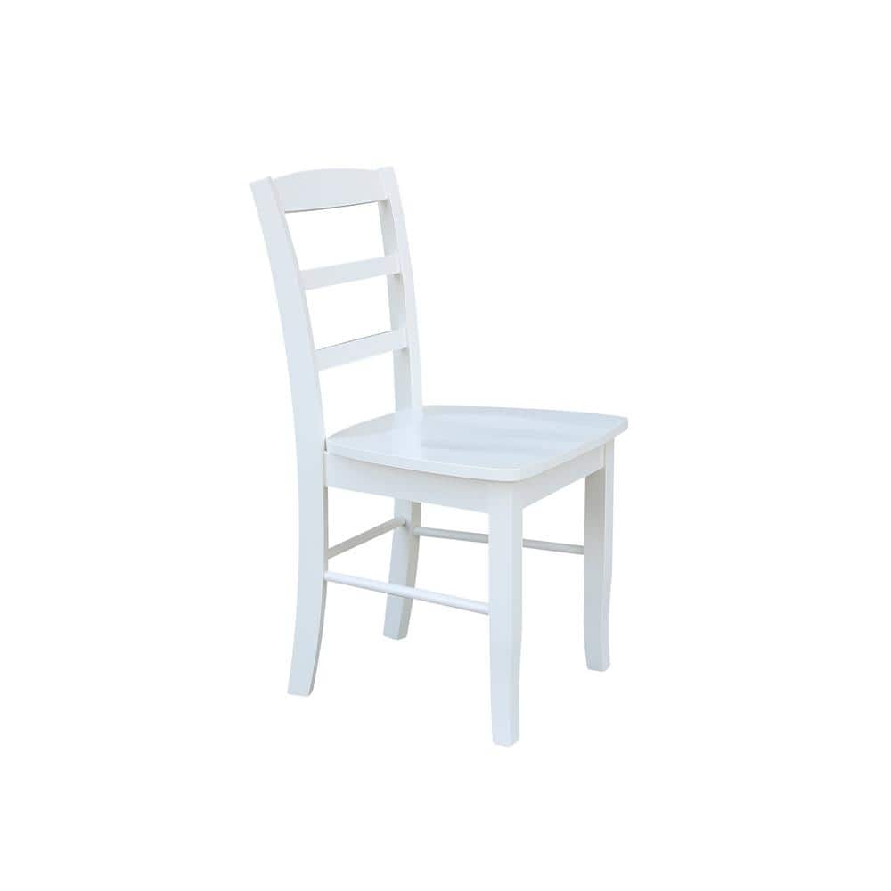 Elegant White Solid Parawood Ladderback Side Chair Set