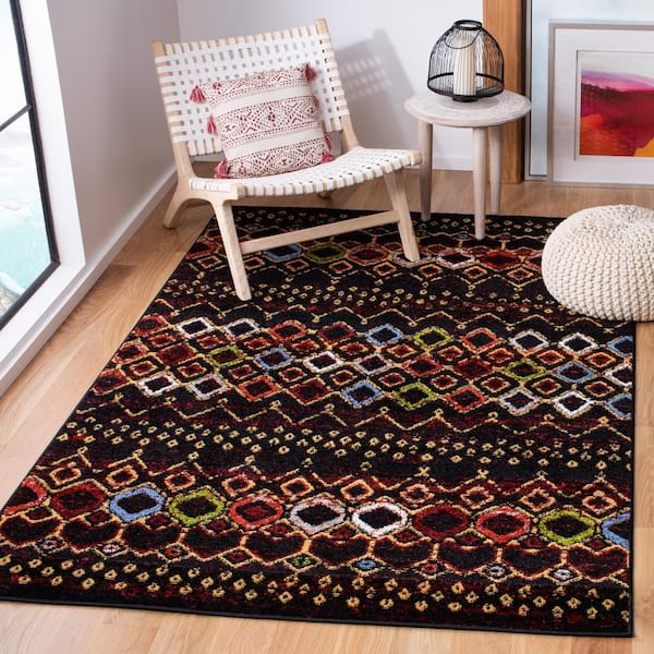 Amsterdam Black/Multi Doormat 3 ft. x 3 ft. Multi-Diamonds Chevron Square Area Rug