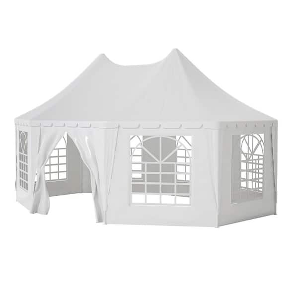 White 20 ft. x 15 ft. HDPE Waterproof Heavy Duty Event Tent with 1 Doors and 7 Windows, UV Protection Outdoor Gazebo