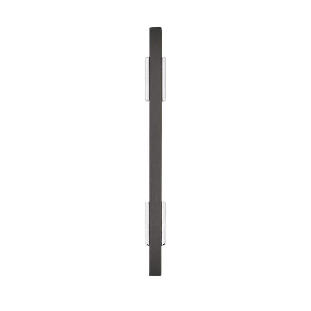 Polished Chrome and Matte Black Modern Cabinet Pull