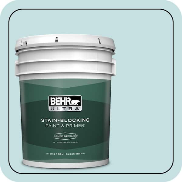 BEHR ULTRA 5 gal. #T17-04 Peek a Blue Extra Durable Semi-Gloss Enamel Interior Paint & Primer