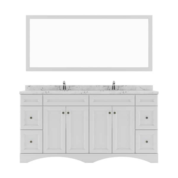 Virtu USA Talisa 72 in. W x 22 in. D x 37 in. H Double Sink Bath Vanity in White with Quartz Top and Mirror
