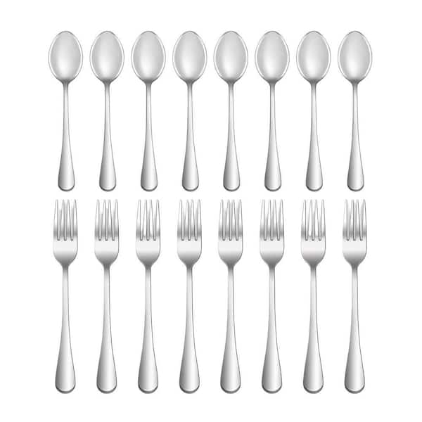 Stainless Steel Forks and Spoons Set with Food Grade, Mirror Polished for Home, Kitchen and Restaurant (16-Pack)