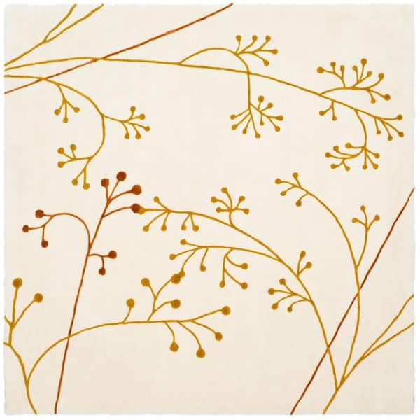 SAFAVIEH Soho Ivory/Orange 6 ft. x 6 ft. Square Floral Area Rug