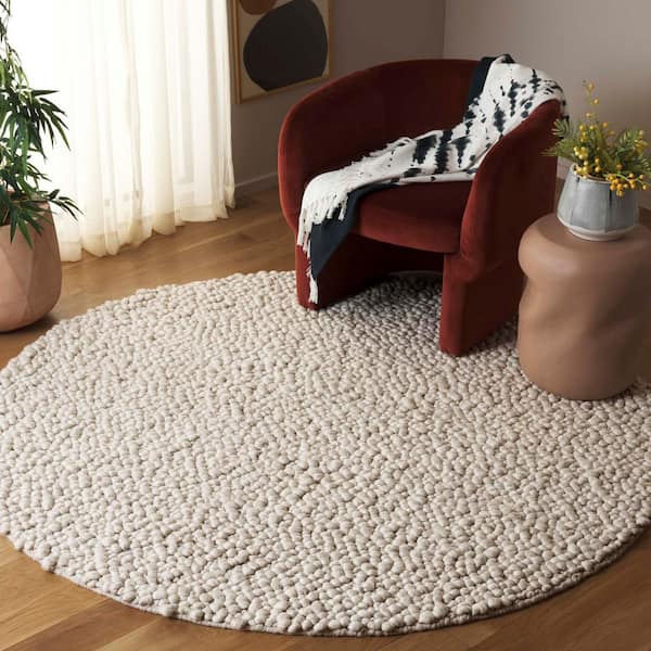 Natura 6 ft. x 6 ft. Ivory Solid Bubble Round Area Rug
