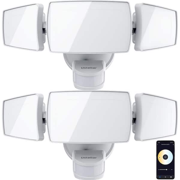 50 Watt Equivalent 6000 Lumen 120 Degree White Motion Sensing Dusk to Dawn LED Flood Light 2-Pack