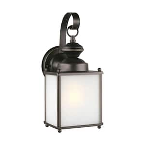 Jamestowne 1-Light Antique Bronze Outdoor 12.5 in. Traditional Wall Lantern Sconce