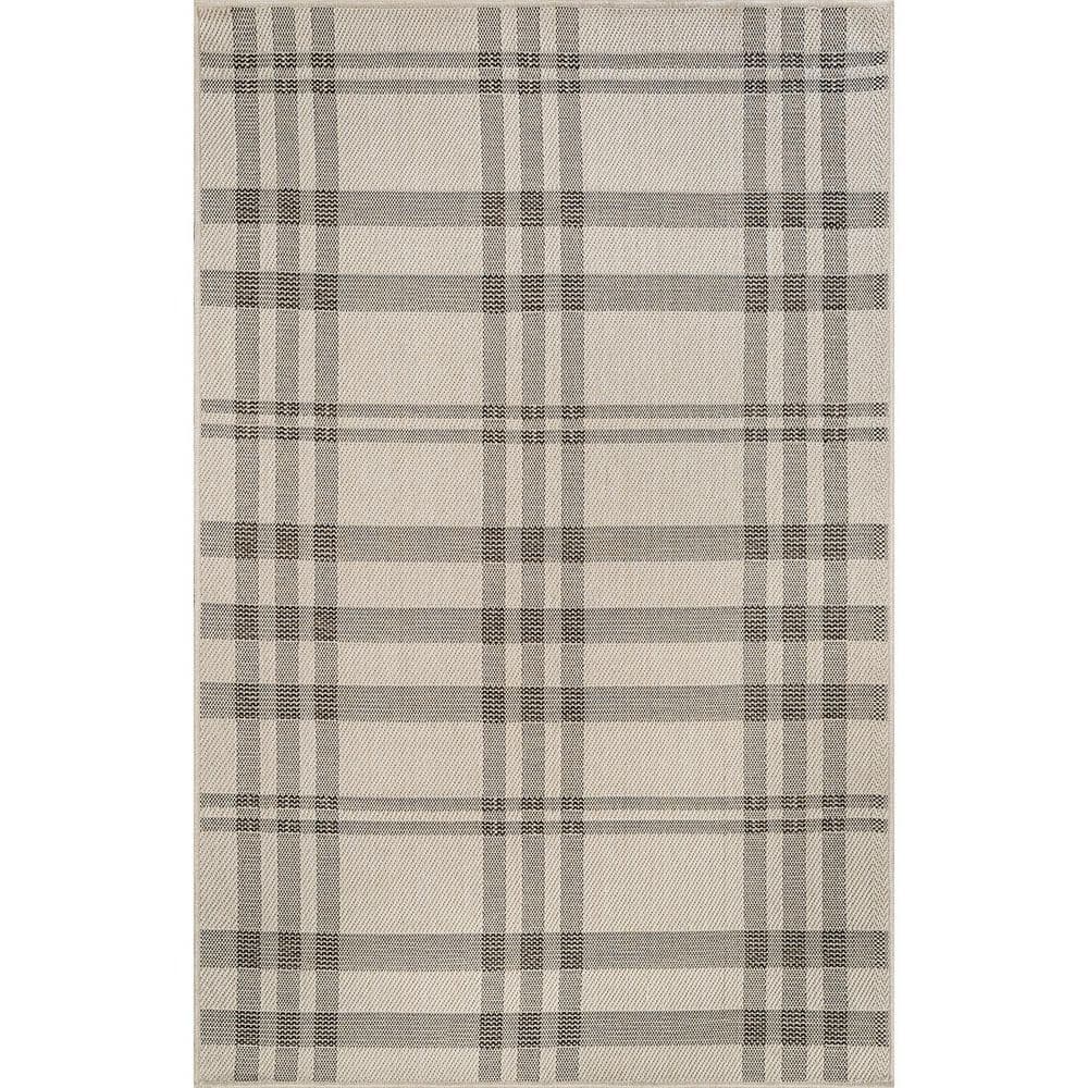 Beverly Rug Coastal Gray/Beige 5 ft. x 7 ft. Plaid Washable Easy Jute ...