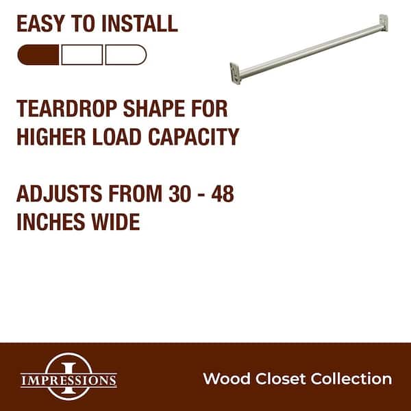 Impressions 30 in. - 48 in. Satin Nickel Adjustable Teardrop Closet Rod