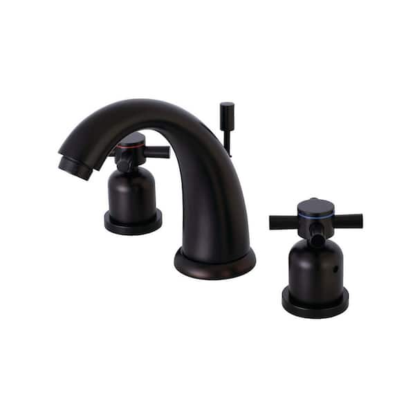 Kingston Brass Concord 8 in. Widespread 2-Handle Bathroom Faucets with Plastic Pop-Up in Oil Rubbed Bronze
