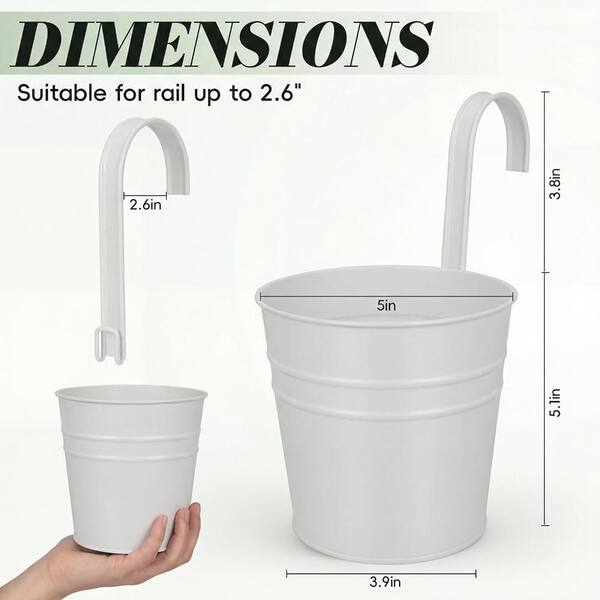 Hanging Flower Pots,Railing Planter Box for Outdoor Plants 12 Pack 5 Inch  Metal Hanging Planters(White) MKHB23LND-WH12p - The Home Depot
