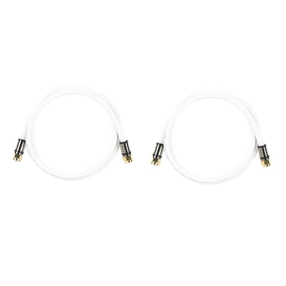 3 ft. RG-6 Coaxial Cable, White (2-Pack)