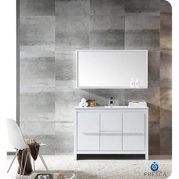 Allier 48 in. Modern Bathroom Vanity Cabinet in White