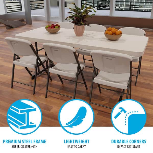 Lifetime 72 in. Almond Plastic Folding Banquet Table 80249 - The
