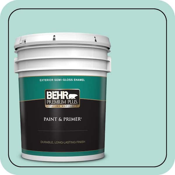 BEHR PREMIUM PLUS 5 gal. #490C-3 Balmy Seas Semi-Gloss Enamel Exterior Paint & Primer