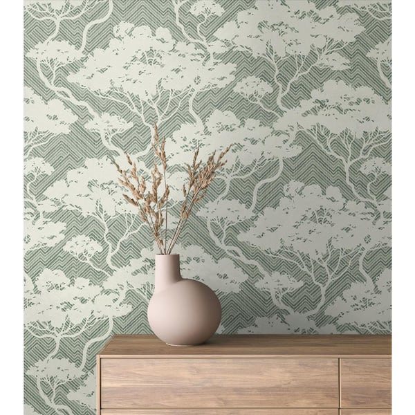 Sage Nara Stringcloth Paper Unpasted Wallpaper Roll (60.75 sq. ft.)