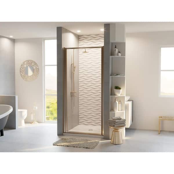 Coastal Shower Doors Legend 24.625 in. to 25.625 in. x 64 in. Framed Hinged Shower Door in Brushed Nickel with Clear Glass