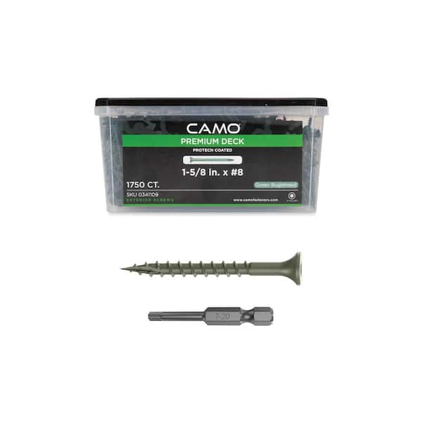 CAMO 1-5/8 in. #8 Green Star Drive Exterior Bugle Head Wood Deck Screws (1750-Count)