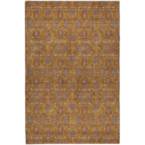 Dream Shag Premium Machine Washable Abstract ADS702 Copper 3 ft. x 5 ft. Area Rug