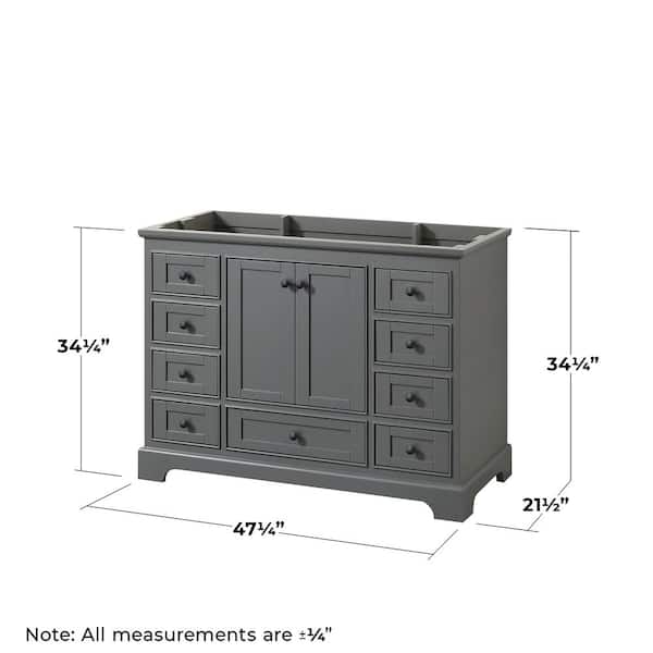 Deborah 47.25 in. W x 21.5 in. D Vanity Cabinet in Dark Gray Deborah 47.25 in. W x 21.5 in. D Vanity Cabinet in Dark Gray
