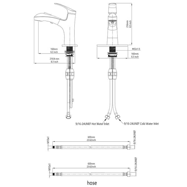 Single Handle Single Hole Bathroom Faucet with Deckplate Included in Brushed Nickel