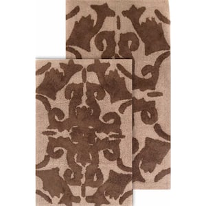 Iron Gate Linen and Chocolate 20 in. x 32 in. and 23 in. x 39 in. 2-Piece Bath Rug Set
