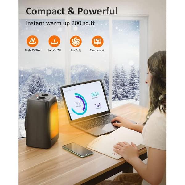1500W 9.3 in. Ceramic Radiant Space Heater for Indoor Use,Electric Heater with Fast Heat,Overheat and Tipover Protection
