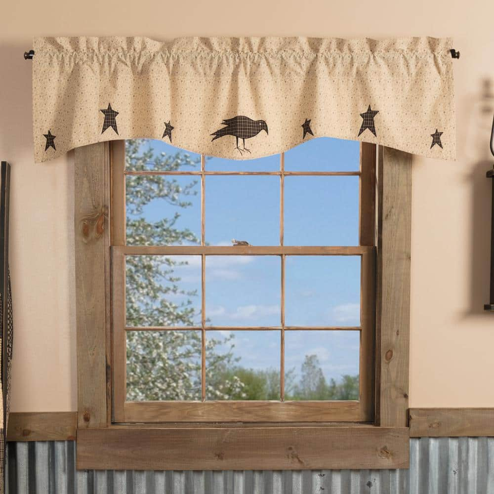 VHC BRANDS Kettle Grove 60 in. L x 16 in. W Crow and Star Cotton Valance in  Dark Creme Gray Country Black 45793 - The Home Depot