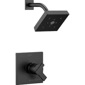 Ara 1-Handle Wall Mount Shower Trim Kit with H2Okinetic in Matte Black (Valve Not Included)