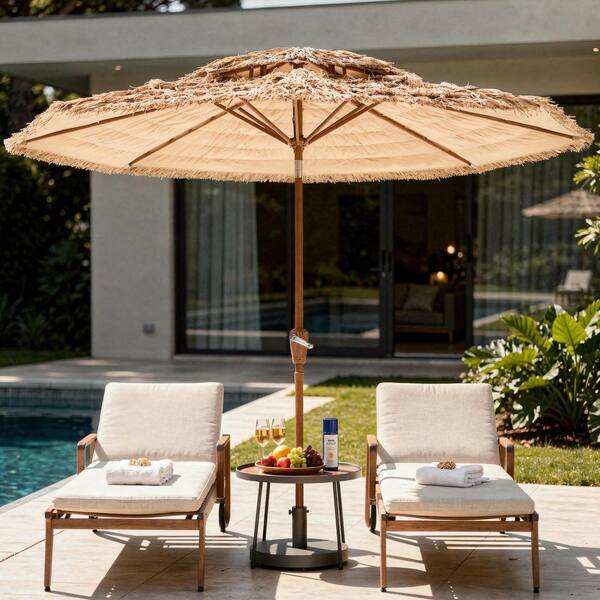 brown patio umbrella Costway 10FT Patio Offset Umbrella with 360 Rotation, Solar LED Lights,  Brown