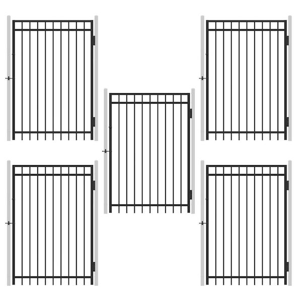 Fencer Wire 4 ft. x 6 ft. Flat Top Anti-Rust Metal Fence Gate, Decorative Garden Gate (Pack of 5)
