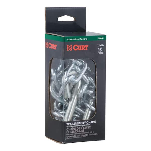 CURT 48" Safety Chain with 2 S-Hooks (5,000 lbs., Clear Zinc,  Packaged) 80031 - The Home Depot