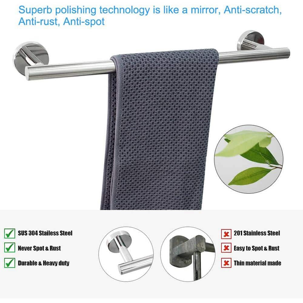 Polished Chrome 24-Inch Stainless Steel Wall Mounted Towel Bar