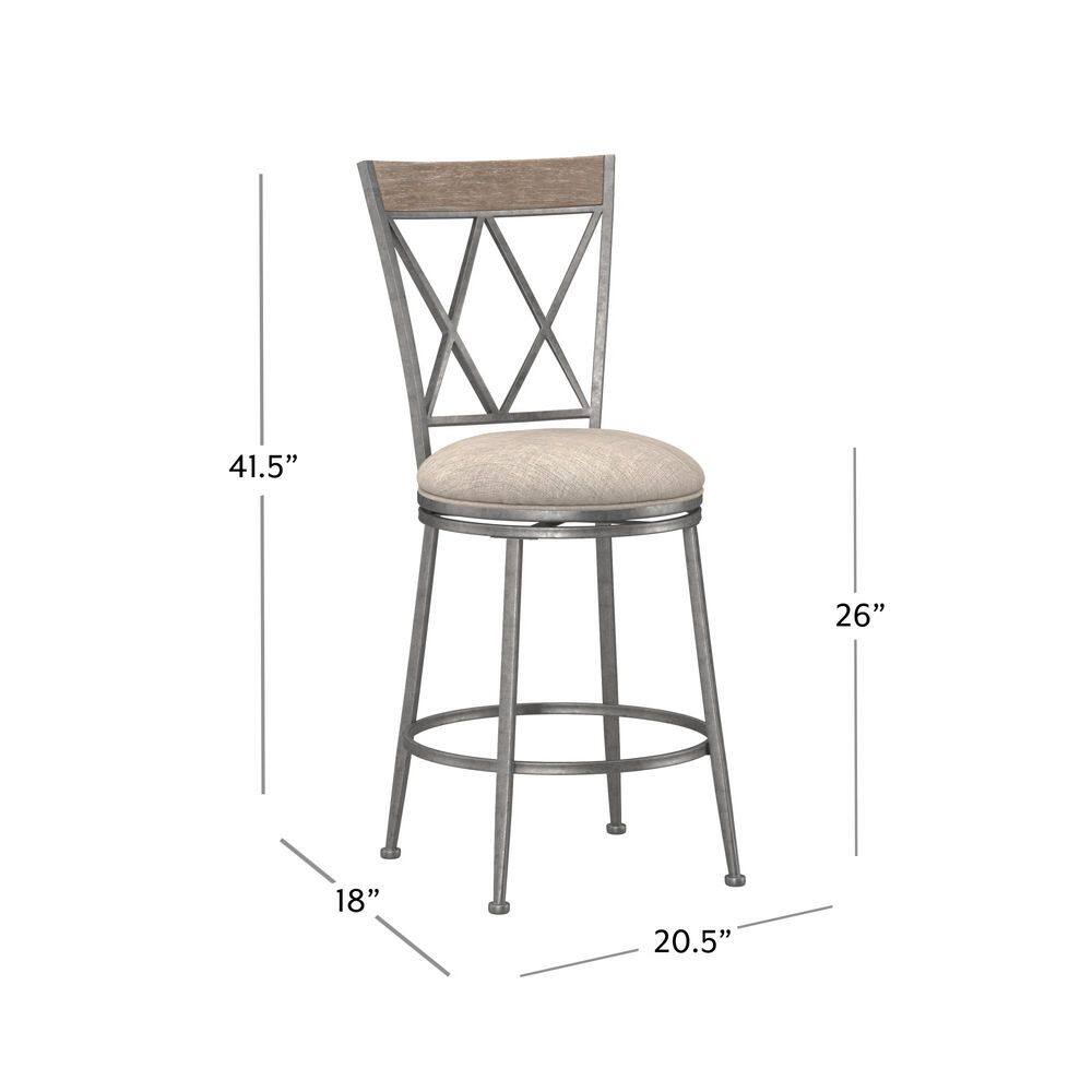 Aged Pewter Swivel Counter Stool with Sunbrella Fabric