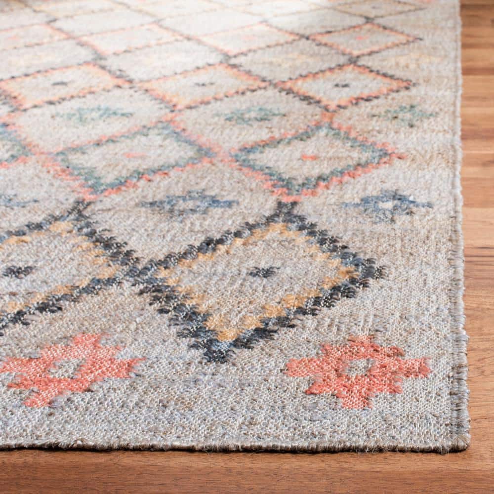 54" Beige and Gold Handmade Cotton Flat Woven Area Rug